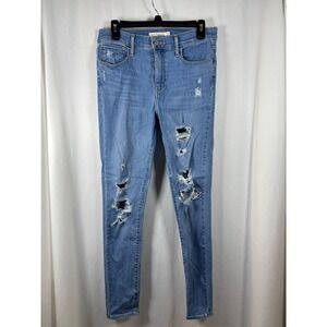 Levis 720 High Rise Super Skinny Distressed Ripped Jeans Blue Womens Size 29